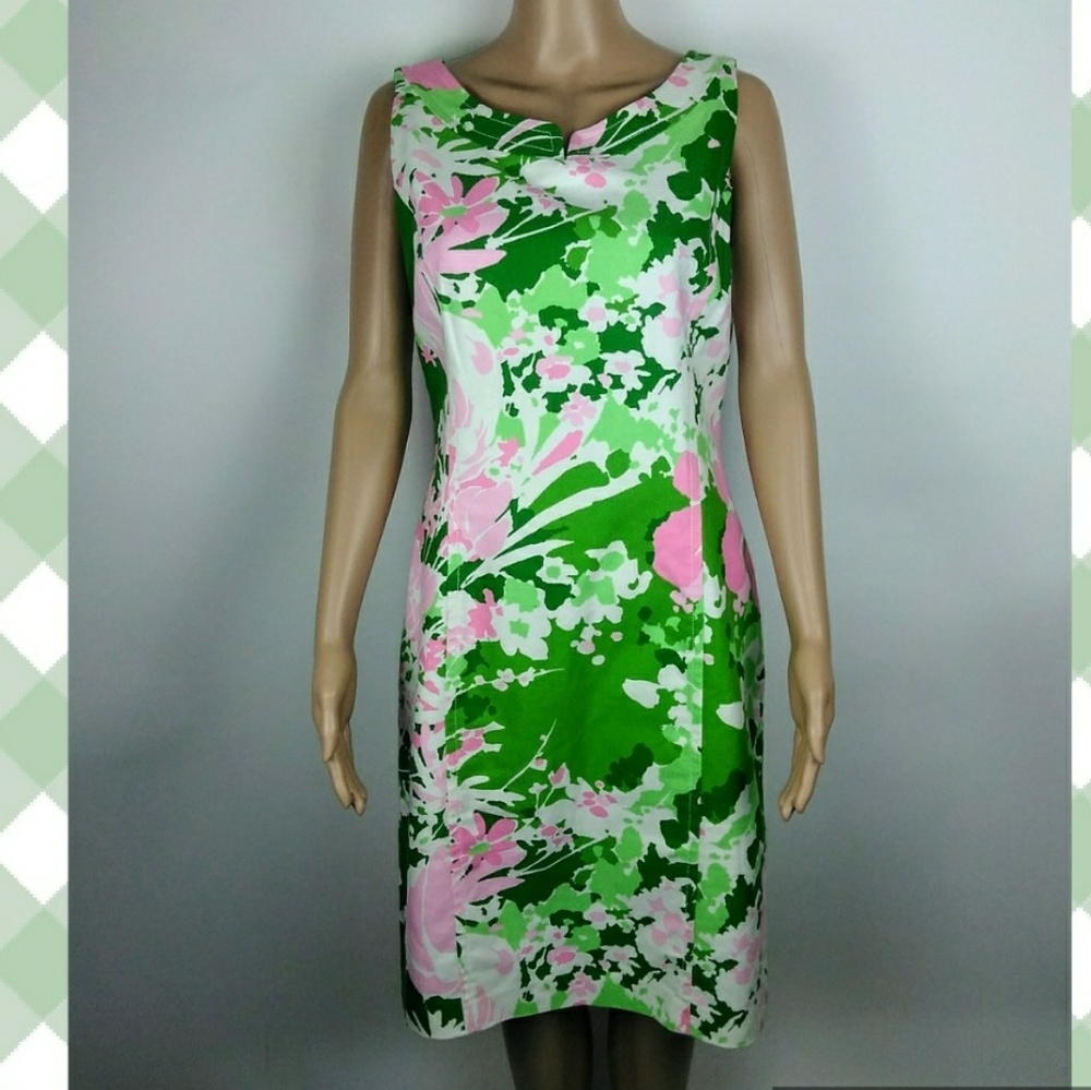 Talbots floral green pink dress size 10